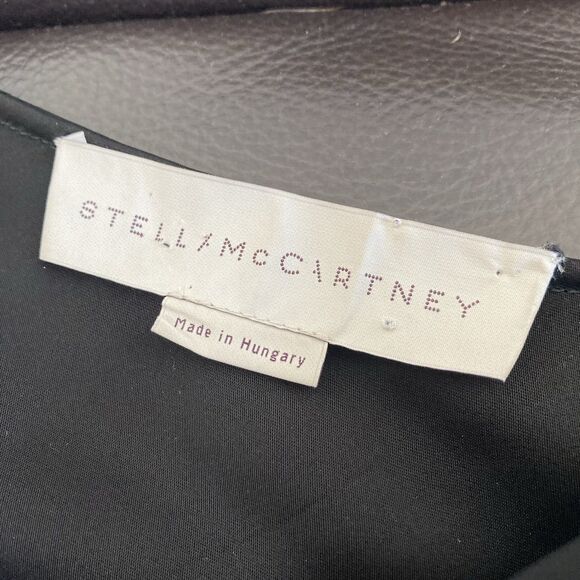 Stella McCartney One Shoulder Black Satin Mini Holiday Party Dress  Size 4 - Picture 7 of 11